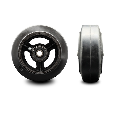 Service Caster SCC - 6" Rubber on Cast Iron Wheel Only w/Roller Bearing-1/2" Bore-500 lbs Cpty SCC-RSR620